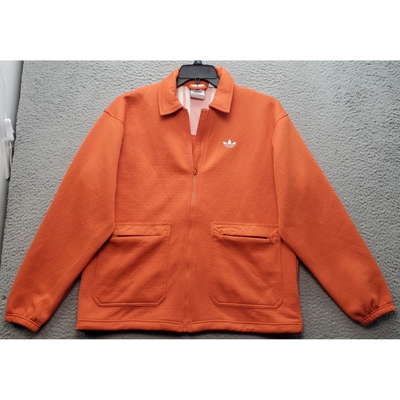 VTG Adidas Rare Skateboard Jacket Men's S Orange Long Sleeve Collared Zipper EUC